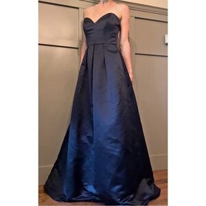 Hayley Paige Occasions Midnight Blue Strapless Maxi Dress